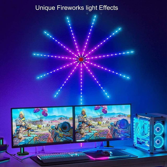 USB DC 5V App Control Smart Firework Lights Colorful 5050 Led Light Rgb Music Sync Indoor Fireworks Led Lights for Decoration
