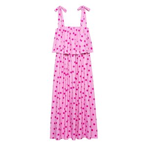Buy Pink Polka Dot Dress Women Half-Sleeve Style | Alibaba.com