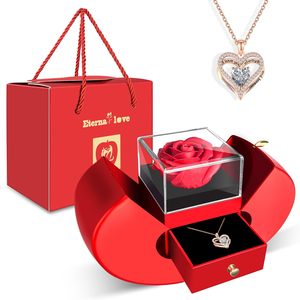 Nouvelle impression personnalisée fleurs préservées Rose en forme de coeur rouge bague de fiançailles boîte pour proposition promesse saint valentin - Product Image 1