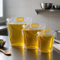 Sachet d'emballage liquide de qualité alimentaire transparent avec bec verseur, pochette verticale personnalisée avec poignée pour l'emballage d'huile de cuisson