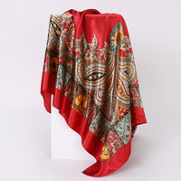 Foulard carré en polyester motif cachemire classique européen et américain pour femme, tendance et polyvalent, 90 cm, été, transfrontalier