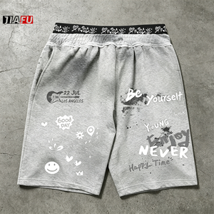 Pantaloncini da Uomo 280gsm Lavati Effetto Vintage, Streetwear di Alta Qualità, Pantaloni Sportivi a Doppia Vita, Grafica Personalizzata, Fornitore di Tendenza - Product Image 1