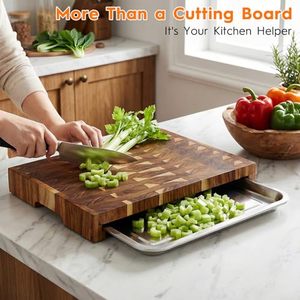 Planche <span class=keywords><strong>à</strong></span> <span class=keywords><strong>découper</strong></span> <span class=keywords><strong>en</strong></span> <span class=keywords><strong>bois</strong></span> <span class=keywords><strong>à</strong></span> grain bout avec plateau coulissant, bloc de boucher pour <span class=keywords><strong>légumes</strong></span>, fromage, hacher, trancher et couper <span class=keywords><strong>en</strong></span> dés - Product Image 4