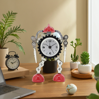 Jam Alarm Robot Anak dari Baja Tahan Karat dengan Tampilan Jarum Tanpa Suara Tik-Tok