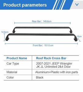 Barre de toit de voiture Suv, barre transversale de toit en aluminium pour Wrangler - Product Image 2