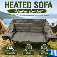 Sofá Cama Plegable Acolchado y Térmico, Sillón Lounge Portátil para 2 Personas, de Oxford 600D, para Exteriores, Playa, RV, Patio