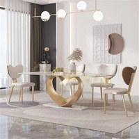Ensemble de table à manger moderne en forme de cœur doré Xuanzhen, table à manger en marbre pour 6 personnes, ensemble de table à manger pour la maison
