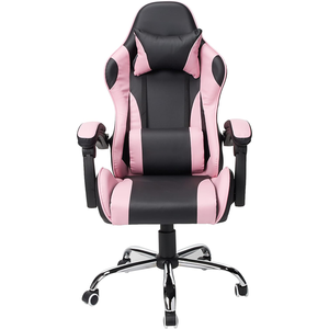Sedia <span class=keywords><strong>da</strong></span> Gaming Premium Stile Racing Imbottita, Nuova Sedia <span class=keywords><strong>da</strong></span> Ufficio Rosa per Donne, Completamente Reclinabile con Rotelle Scorrevoli - Product Image 1