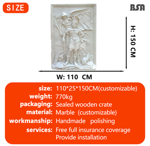 Escultura de Pared de Piedra con Relieve de General Romano y Alas de la <span class=keywords><strong>Victoria</strong></span> Tallada a Mano en Mármol, Estilo BSA, Mitología Romana Clásica para Villa - Product Image 2