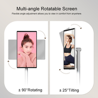 Téléviseur LED blanc autoportant 27 pouces avec écran tactile, portable, intelligent, rechargeable, support TV sans fil rotatif à 360°
