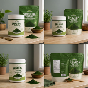 Poudre de spiruline pure 1 kg, algue verte naturelle, superaliment végétalien, complément alimentaire à base de plantes, riche en nutriments, formule sans gluten - Product Image 1