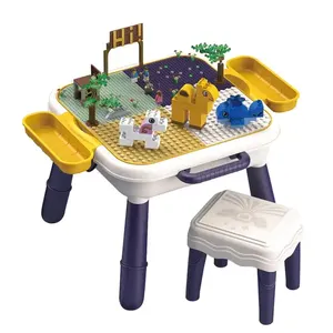Diy组装儿童教育学习玩具29件套塑料儿童积木桌椅