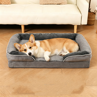 Lit pour chien orthopédique de luxe avec housse amovible et design protecteur pour chiens âgés ayant des problèmes de mobilité