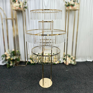 <span class=keywords><strong>Vasi</strong></span> di fiori alti di livello 3/5 in metallo cristallo d'oro basamento di fiori matrimonio centrotavola decorazioni - Product Image 6