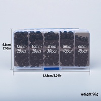 150 pièces d'accessoires en plastique noir de 6 à 12 mm pour bricolage, yeux de sécurité pour ours en peluche, animaux en peluche, poupées, amigurumi, mini-jouets