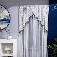 Rideau décoratif demi-voilage pour chambre à coucher, style campagnard français, en dentelle et fil, à motifs floraux, toutes saisons, anti-moustiques
