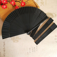 Éventail pliant rond en bambou et rotin, style zen asiatique, artisanat, décoration d'intérieur, tout noir
