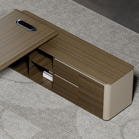 Bureau de direction en forme de L, design en bois, luxe léger, ambiance haut de gamme, style moderne minimaliste, mobilier de bureau pour manager
