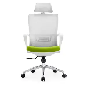 最佳价格旋转设计可调高度黑色网状白色靠背椅轻松移动电脑桌旋转人体工程学办公椅