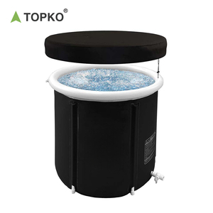 TOPKO Prix de gros Bac à glace gonflable 75*75cm pour sport portable Thérapie noire Bain de glace plongeant froid avec couvercle isolant supérieur - Product Image 2