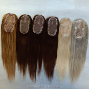 Topper de cheveux humains vierges invisibles russes européens 100% 3*5 Mono Base #<span class=keywords><strong>2</strong></span> brun foncé couleur Ombre soie 14 ''16'' postiche pour femmes - Product Image 4