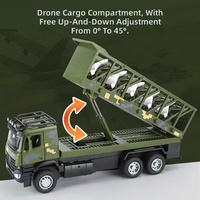 Camion lanceur de drones militaires en métal moulé sous pression, jouet de voiture à rétrofriction en alliage métallique avec son et lumière pour garçons