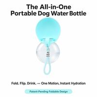 Bouteille d'eau pour animaux de compagnie en silicone ronde de 360 ml avec logo personnalisé, portable, pliable, pour voyages en plein air, distributeur d'eau pour chiens de petite taille