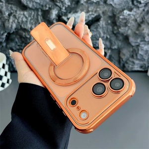 เคสเคลือบไฟฟ้าพร้อมตัวป้องกันกล้องสำหรับ iPhone 16 15 14 13 สำหรับ iPhone 17 Pro Max เคส TPU แม่เหล็กพร้อมขาตั้งกันกระแทก - Product Image 3