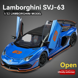Coche de Metal a Escala 1:32 con Licencia Original, Lambor <span class=keywords><strong>SVJ63</strong></span> con Sonido y Luz, Puertas Abatibles, Modelo de Coche de Aleación, Juguete de Exhibición - Product Image 2