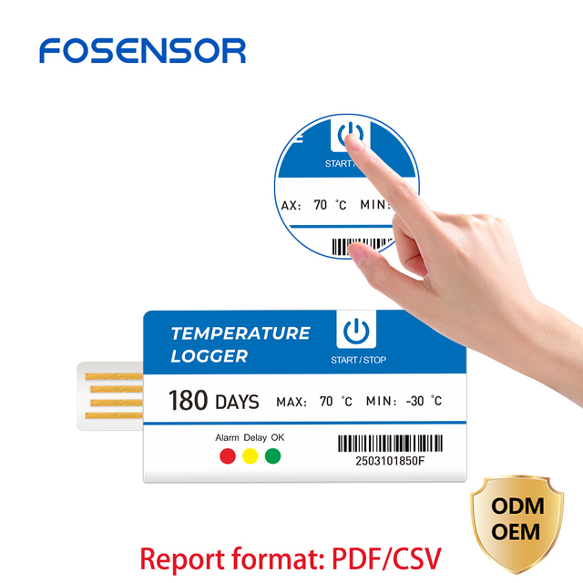 Fosensor Factory OEM and ODM Acceptable Single-use PDF Temperature Data Logger