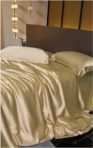 Parure de lit en soie, ensemble de literie de qualité supérieure, linge de lit de luxe, housse de couette dorée, literie