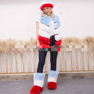 Dropshipping autunno inverno stivali da donna cerchietto in pelliccia gilet finto Set di fasce pelose da donna - Product Image 4