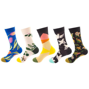 China Factory Custom Mens Flower Birds Cotton <strong>Socks</strong> <strong>for</strong> Party <strong>Wedding</strong> - Product Image 1