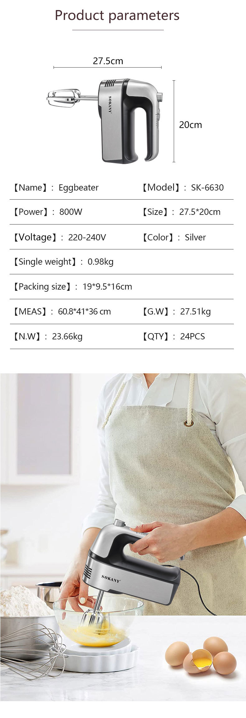 Wholesale Pure Copper Motor 5 Speed 800w Electric Mixer