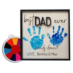 Customized DIY Handprint Photo Frame Wooden Handprint Sign Wall Sign Home Decoration Father's Day Gift Wooden Crafts Ornaments