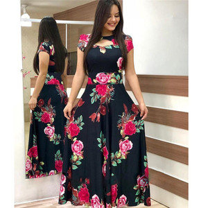 Vestido <span class=keywords><strong>Maxi</strong></span> Bohemio de <span class=keywords><strong>Playa</strong></span> para Mujer, Talla Grande, Manga Corta y Larga, Estampado Floral, Verano, Falda Completa, a la Moda, Venta al por Mayor - Product Image 5