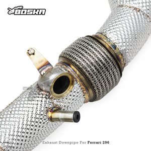 ท่อไอเสียเทอร์โบดาวน์ไปป์ OEM สำหรับ Ferrari 296 GTB V6 3.0 ปี 2021-2024 ทำจากสแตนเลส Boska Exhaust พร้อมแคทตาไลติกคอนเวอร์เตอร์และแผ่นกันความร้อน - Product Image 4