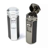 Allume-cigare en métal coupe-vent, logo personnalisé, gaz réglable, rechargeable, lampe torche de table, briquets à jet