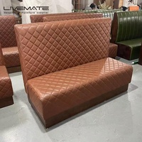 Ensemble de meubles de restaurant modernes en bois massif, résistants au feu, avec banquette en cuir orange, pour cafétéria, pizzeria, café