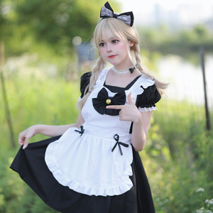 Cute Maid Outfit Pink And Black Cosplay Costume Soft Girl Lolita Dress For Women Spring 2023 - Product Image 5
