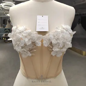 Perles faites à la main 3D fleur robe de mariée veste Corset pour accessoires de mariée