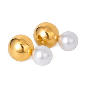 ต่างหูห้อยมุกเทียมสีทองรูปหยดน้ำเครื่องประดับแฟชั่น - Product Image 4