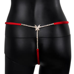 Tangas personalizadas con dijes 2023, lencería Sexy para mujer, bragas de mariposa, tangas de cristal abiertas diarias con Tanga de diamantes - Product Image 2