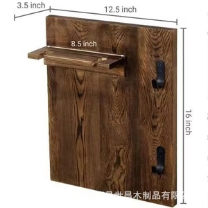 Estante de pared de madera maciza para copas de vino con ganchos para tazas para almacenamiento en la cocina - Product Image 4
