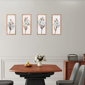 Juego de 4 <span class=keywords><strong>Cuadros</strong></span> Decorativos de Madera con Diseño Floral 3D, Impresiones Artísticas Familiares <span class=keywords><strong>para</strong></span> Colgar en la Pared <span class=keywords><strong>del</strong></span> Hogar - Product Image 5