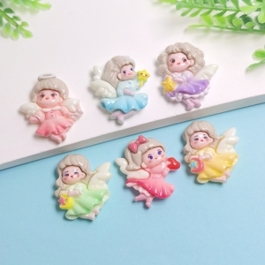 Nueva Moda, 100 Piezas/Bolsa, Adorables Mini Ángeles Alados de Resina, Cabujones Planos para Decoración de Fundas de Teléfono, Manualidades, Scrapbooking - Product Image 1