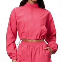 Ensemble veste et short de tennis pour femme, coupe courte, col montant, fermeture éclair frontale, coupe-vent, léger, séchage rapide, poches zippées, personnalisable avec marque privée