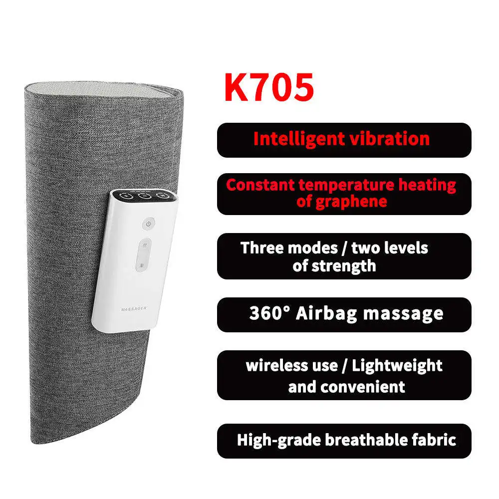 Inalámbrico eléctrico caliente compresa vibración Airbag pantorrilla masaje cinturón aire compresión pierna masajeador con calor