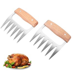 Herramienta de Cocina al por Mayor, 2 Pinzas para Carne de Acero Inoxidable para Barbacoa con Mango de Madera, Desmenuzador de Pollo - Product Image 1