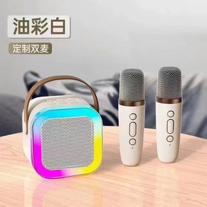 K12便携式迷你卡拉ok扬声器RGB发光二极管无线麦克风5W <span class=keywords><strong>Hifi</strong></span>音乐电池供电户外派对扬声器有源电脑 - Product Image 5